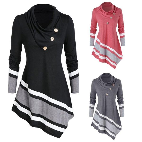 

plus size l-5xl fashion female turtleneck blouse casual winter lady striped tunic women's long sleeve shirt blusas pullover, White