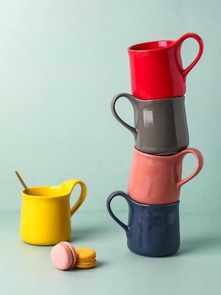 

mugs candy-colored ceramic cup nordic ins large capacity water female family couple tea breakfast coffee mug