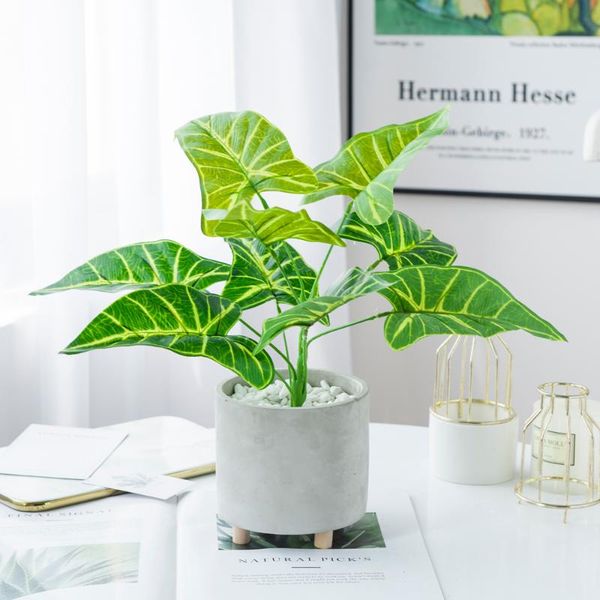 

decorative flowers & wreaths 9 head green horseshoe leaves artificial plants for home wedding garden living room office bonsai materials diy