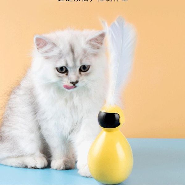 

cat toys portable pet funny scratching robot teaser playing kitten tumbler interactive feather for supplies