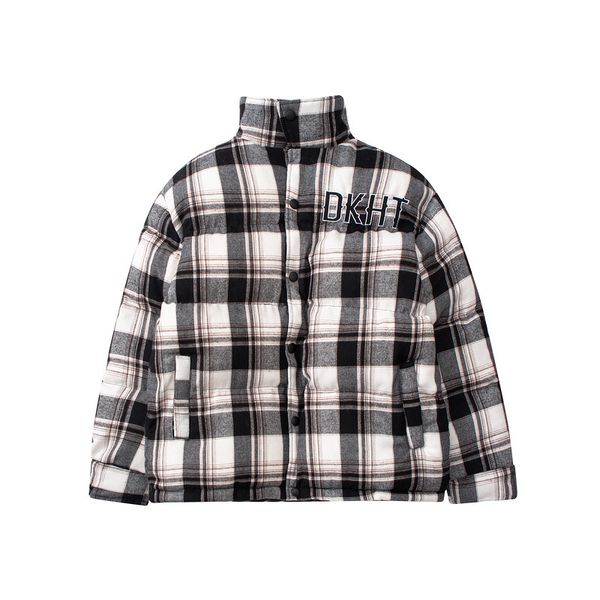 

mens plaid jacket stand collar thick padded coats men's fashion autumn winter warm casual outwear, Black;brown