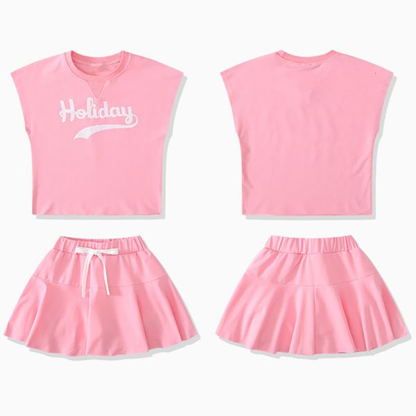 

2021 new summer colorful tracksuits kids clothes set raiow sport +short skirt 2pcs outfits toddler girls clothing xh3g, White