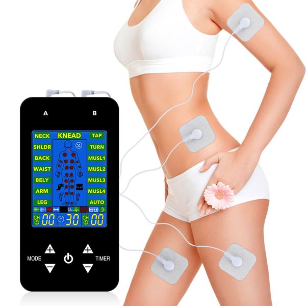 

15 modes tens ems massager digital electric ems muscle stimulator pulse physiotherapy pain relieving 4 electrode pads massageado