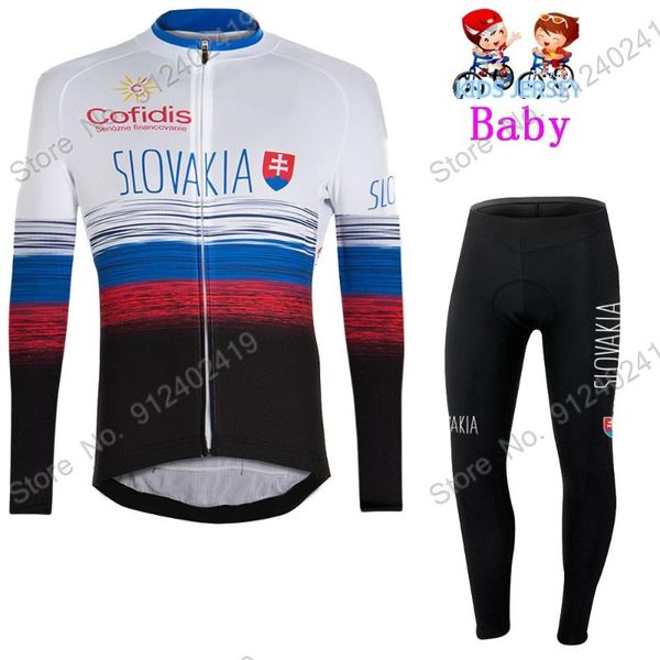 

racing sets kids 2021 slovakia national team boys girls summer cycling jersey set long sleeve clothing bike shirts mtb uniform ropa, Black;blue