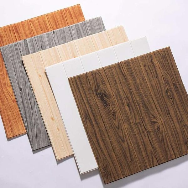 

wall stickers 3d sticker background wood grain foam waterproof self-adhesive thick moisture-proof home decoration 35*35cm