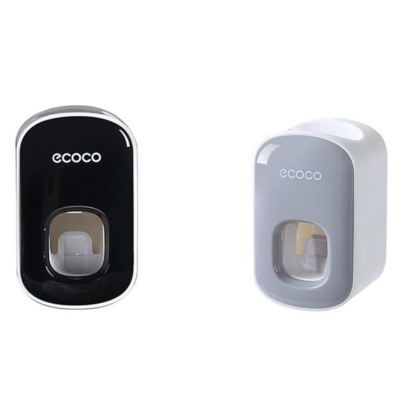 

toothbrush holders ecoco 2 pcs wall mount automatic toothpaste dispenser squeezer holder black & gray