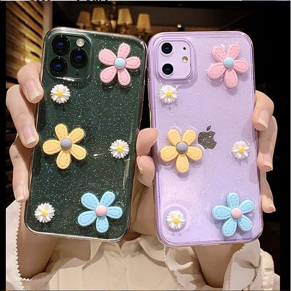 Cute Wildflowers Daisy Casse del telefono trasparente per iPhone 11 Pro Max XR X XS 7 8 Plus Full Body Soft Cover posteriore epossidica Regali
