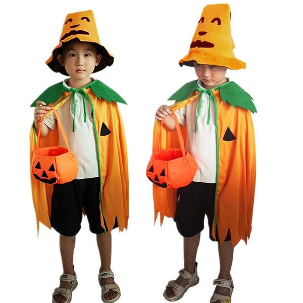 

coat 2021 chidren halloween cosplay cloak kids pumpkin hat pocket sets boys girls cape toddler baby costume, Blue;gray