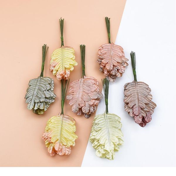 

12pcs christma decorations for home decorative flowers wreaths candy boxleaf scrapbooking flower wall artificial plant qyltbr