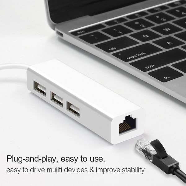 2 em 1 USB Ethernet 3 Port USB Hub 2.0 OTG USB Tipo C HUB para Adaptador LAN RJ45 Multi Splitter USB-C Network