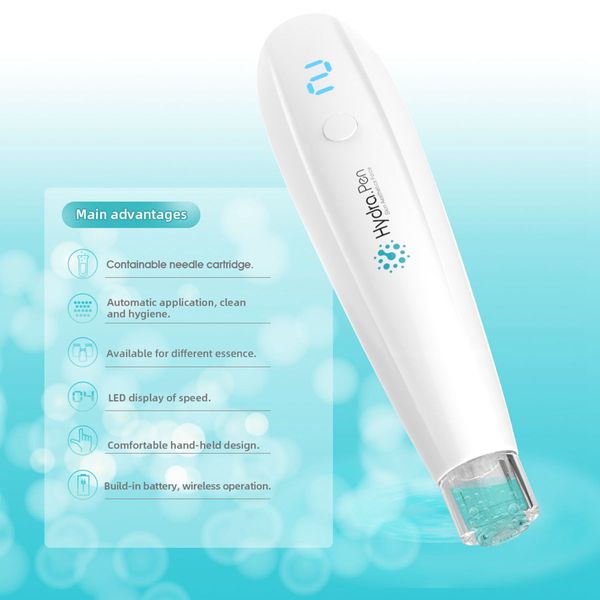 Hydra Pen H2 Skin Microneedle Dermapen Applicatore automatico di siero Cliniche mediche Dr. Mico Needling Aqua Skin Tool con 50 cartucce ad ago