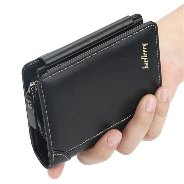 

quality guarantee men's short wallet bifold card holders for men casual portable coin purse newleather male cash clutch bag, Red;black