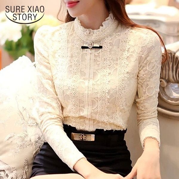 

2021 new women fashion lace blouse shirts autumn and winter plus thick velvet warm bottoming shirt blusas 999 20 210225, White
