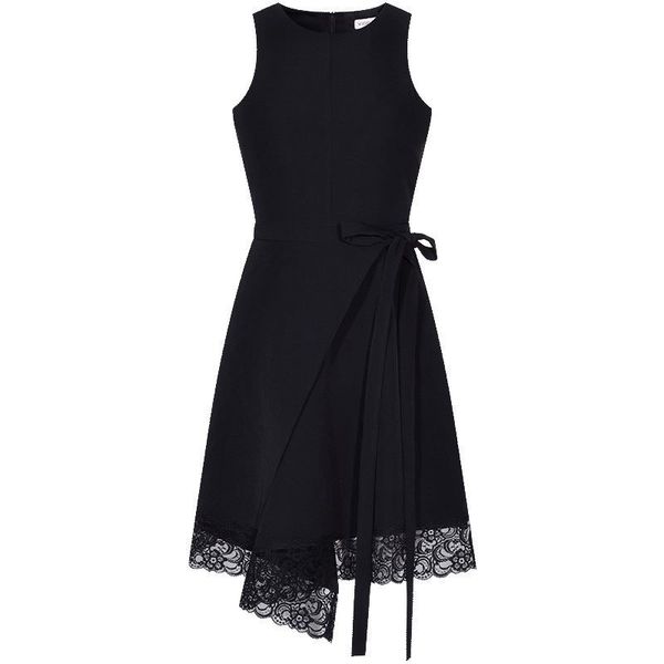 

patch lace dressed elegant summer runway thin waist income black party dress f4hl, Black;gray