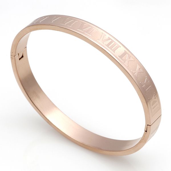 

18k gold plated classic stainless steel roman numbers bangle bracelet for lovers, Black