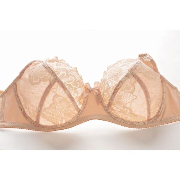 

bras 3pcs women e d cup lace minimizer full figure underwire bra perspective non padded lingerie embroidery, Red;black