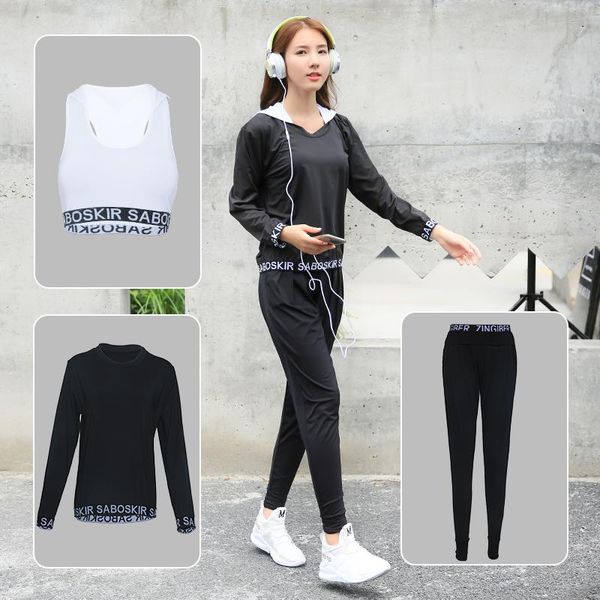 

new yoga set women sport running hoodie bra breathable vest tank gym t-shirt+jogger pants+hooded bra black training fitness, White;red
