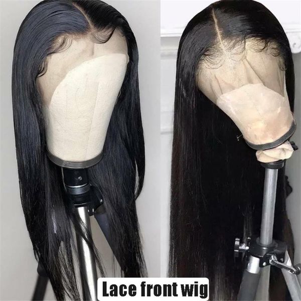 

lace wigs 13x4 front straight human hair 150 density pre plucked gem brazilian remy 30 inch, Black;brown