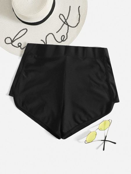 

plus solid swim shorts m4sx#, Black