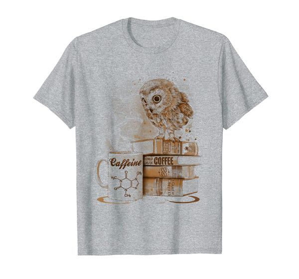 

owl books lover coffee caffeine t-shirt, White;black