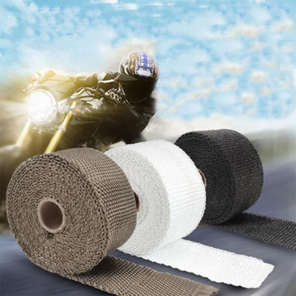 

motorcycle exhaust system 5cm*5/10/15/20m car thermal tape heat wrap pipe shields manifold header insulation