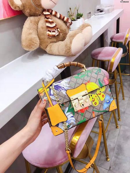

women's flower version single shoulder box bag old flower and pure black fashion portable gift box packaging