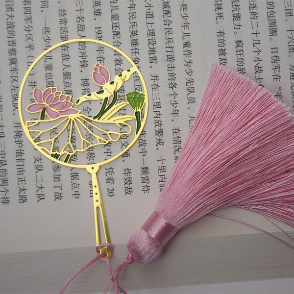 

souvenir metal bookmark fan tassel chinese style brass paint creative gift