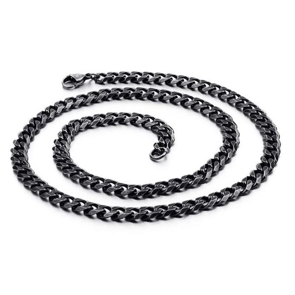 

chains 5/8mm vintage curb cuban link chain necklace choker for men punk hiphop black stainless steel men's bike necklaces jewelry, Silver