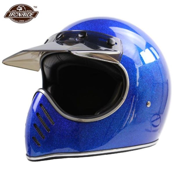 

motorcycle helmets blue helmet dot ece approved motocross casco moto vintage retro capacete de full face biker motorbiker