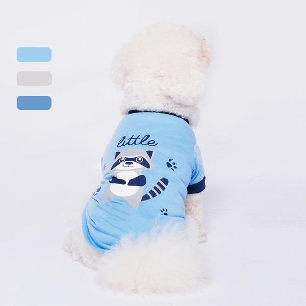 

dog apparel fashion summer pet cat clothing cartoon racoon print forelegs soft t-shirt vest for dogs pets ropa perro