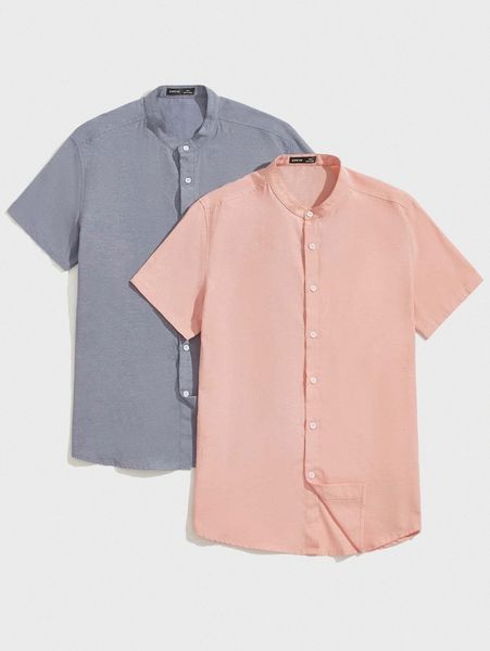 

men 2 pack mock-neck shirt x6lu#, White;black