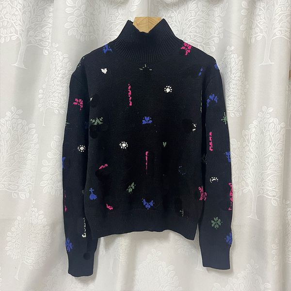 

1228 2022 runway spring brand same style sweater long sleeve crew neck fashion pullover black clothes womens xue, White;black