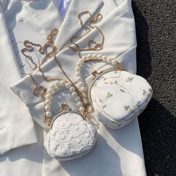 

shoulder bags lace clip bag pearl mini tote 2021 summer women's designer handbag chain messenger travel