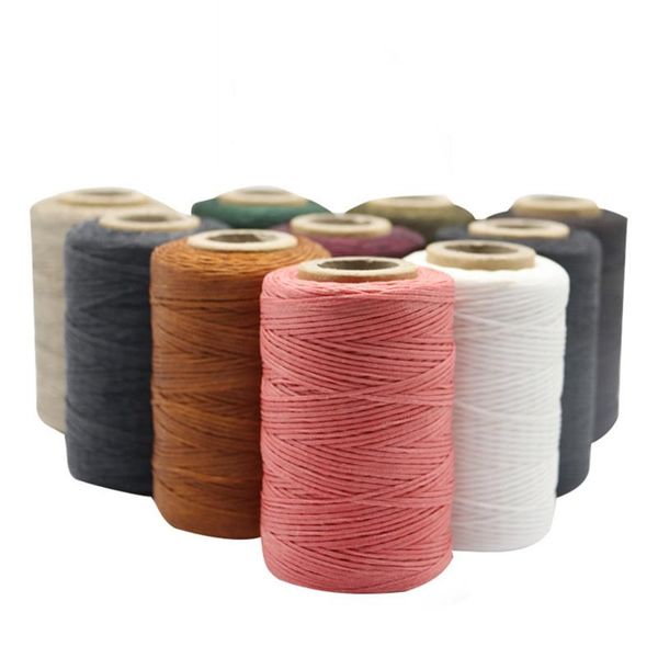 

durable leather waxed thread cord for handicraft tool hand stitching thread color random cotton, Black;white
