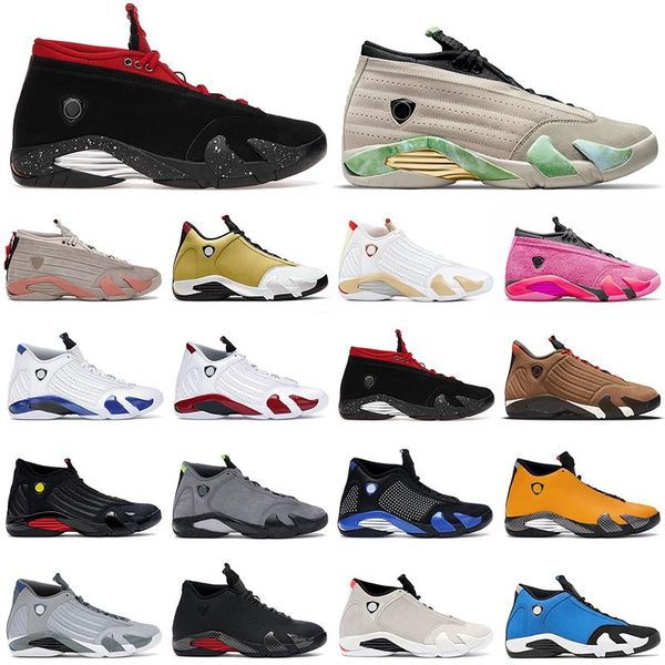 

pink 14s men sports shoes fortune basketball archaeo ginger winterized lipstick shocking red brown mens trainers 14 sneakers eihpp, Black