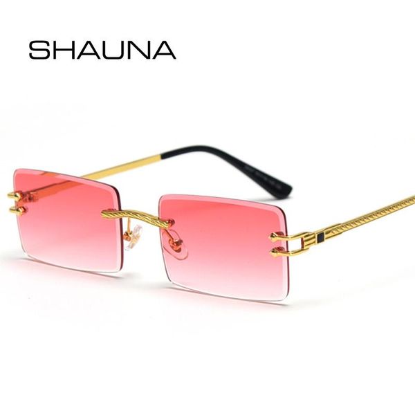 

sunglasses shauna retro rimless rectangle women fashion mirror coating gradient shades uv400 men colorful square sun glasses, White;black