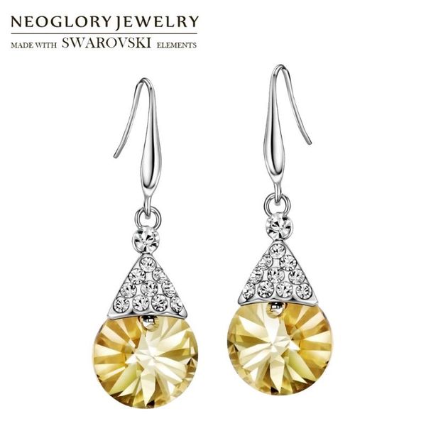 

dangle & chandelier neoglory austria crystal rhinestone long drop earrings geometric stylish for women party classic vintage design sale, Silver