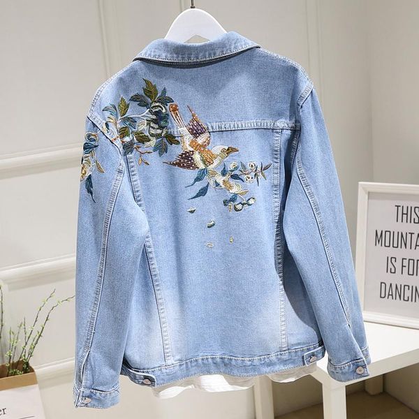 

women's jackets denim jacket korean floral embroidery suede fringe loose chaquetas mujer coat long sleeve outerwear women veste femme, Black;brown