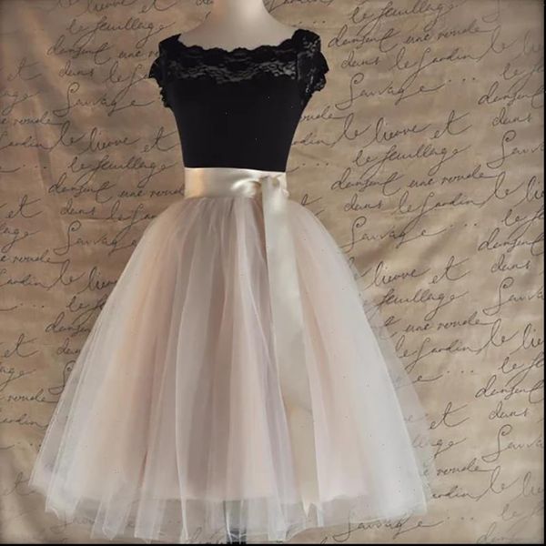 

26 colors 5 layered 65cm knee length tulle skirt tutu women skirt high waist pleated skirt cosplay petticoat elastic belt faldas, Black