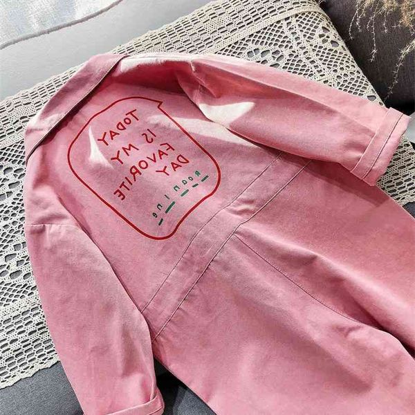 Children roupas jumpsuit outono meninas bonitos letras casuais ferramental denim bebê crianças roupas japeses estilo coreano 1-7 y 210625