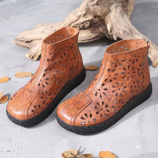 

sandals out genuine leather women's shoes low cylinder head 2021 cool boots woman hollow heel, Black