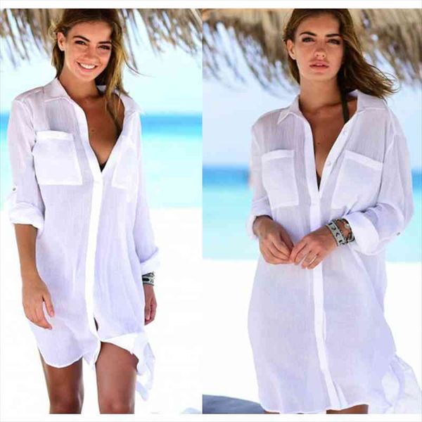 

beach cover ups for women swimsuit cover up button pocket smock swimwear beachwear cardigan tunics saida de praia, White;black