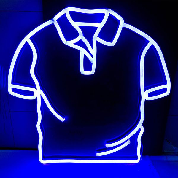 POLO T-shirt Sign Blue Neon Light Bar Shop Home Decorazione da parete per la camera da letto del ragazzo 12 V Super luminoso