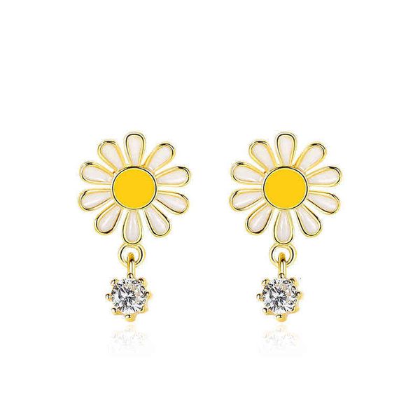 

s925 sterling sier little daisy earrings women's fashion sue korean temperament net red, Golden