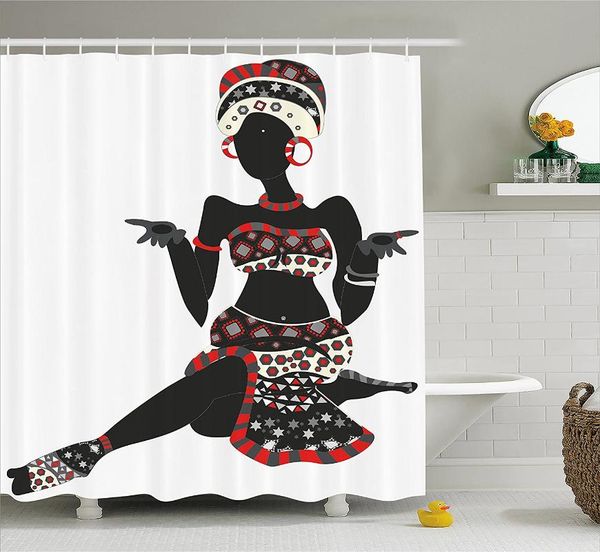 

shower curtains african woman curtain local lady indigenous ethnic patterned dress gesture silhouette wall decoration hanging