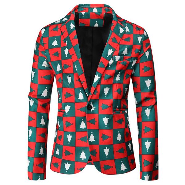 

men's suits & blazers christmas style mens casual flower suit 3d tree cartoon print pattern jacket fashion slim fit blazer, White;black