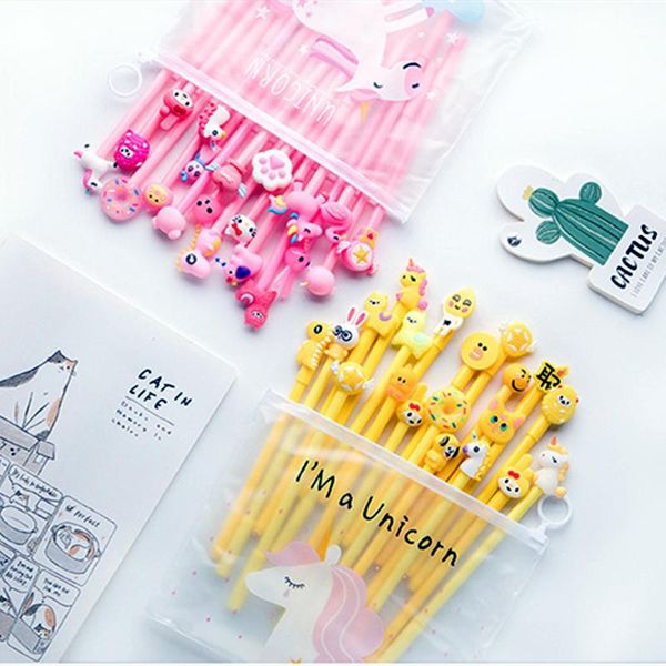 

gel pens 10pcs/set pen lucky cute kawaii random partten cartoon with black ink stationery school office supplies kids gift