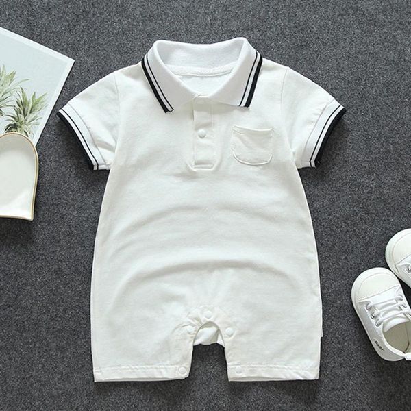

jumpsuits baby rompers short sleeve summer cotton kids boys girls casual pocket jumpsuit toddler turn-down collar outfits children clothes, Blue