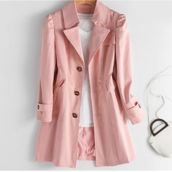 

women's trench coats spring autumn ol coat ladies elegant slim long women windbreakers plus size casual, Tan;black