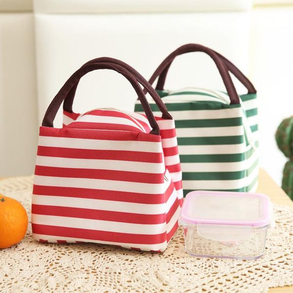 

outdoor bags striped lunch box bag thick aluminum foil insulated hand large capacity waterproof oil resistant-style picnic